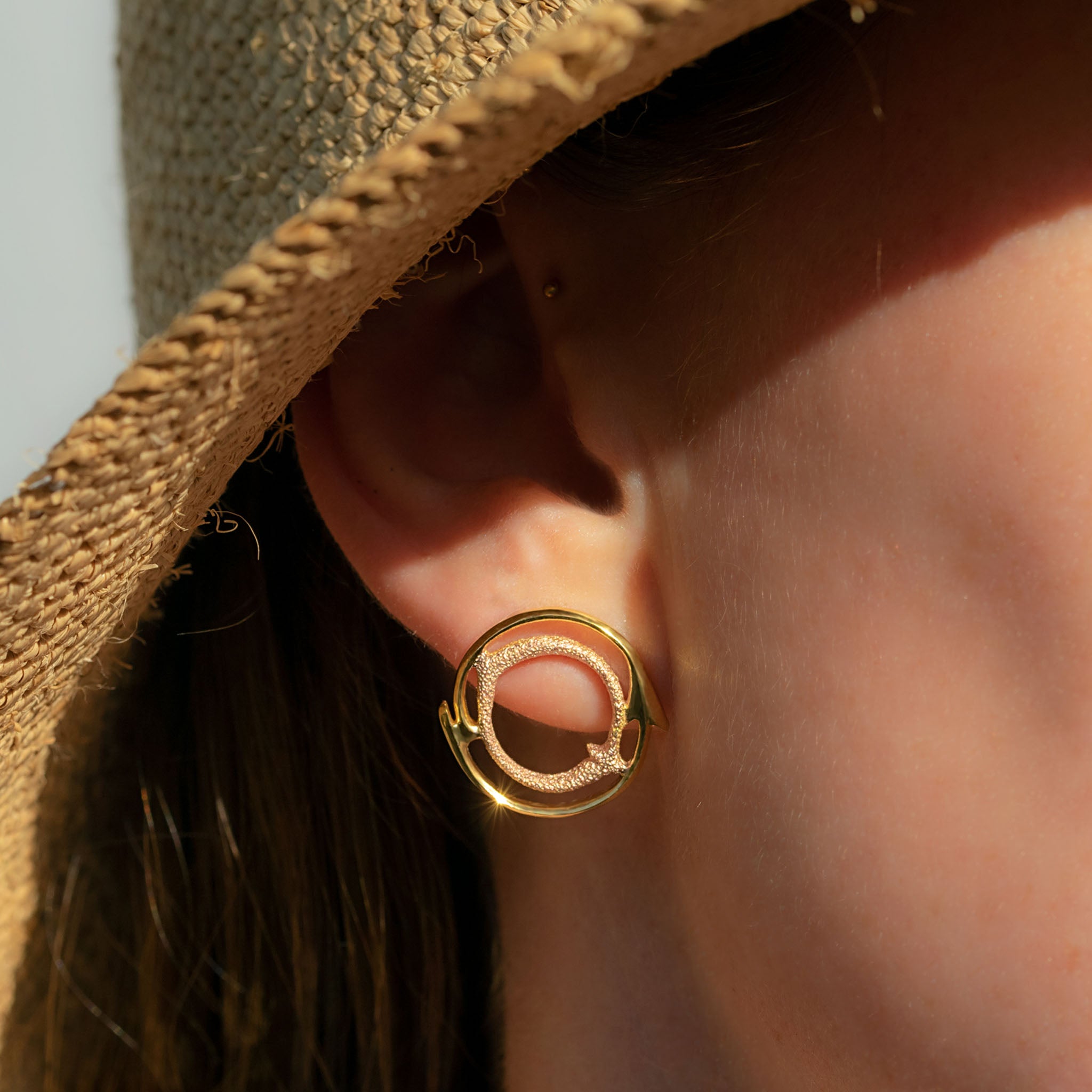 Recycled Sunset Silver and Gold-Plate Ear Studs
